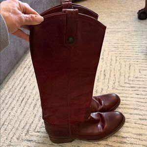 FRYE AND CO. Women's Tall Leather Riding Boots in Burgundy